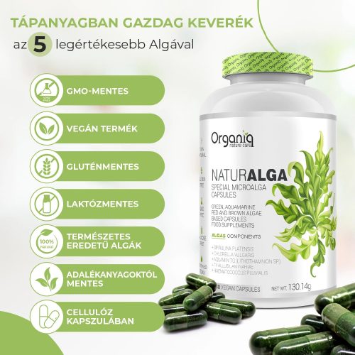 Alga kapszula komplex, prémium minőségű spirulina és chlorella alga egyedi keveréke.