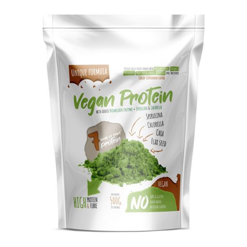 Kiváló vegán italpor 7 féle növényi eredetű fehérjével, hozzáadott spirulina és chlorella algával